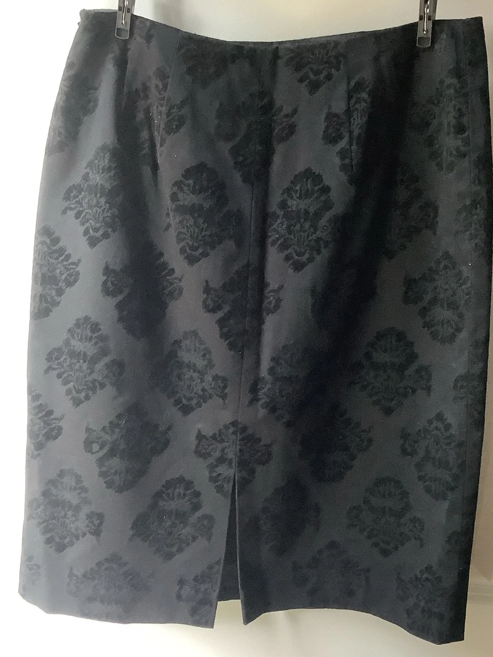 Apostrophe Black Damask Jacquard Pencil Skirt